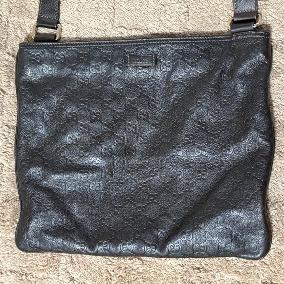 Authentic Gucci GG Dark Brown Guccissima Messenger Crossbody Bag Dust Bag & Tote - Picture 3 of 16